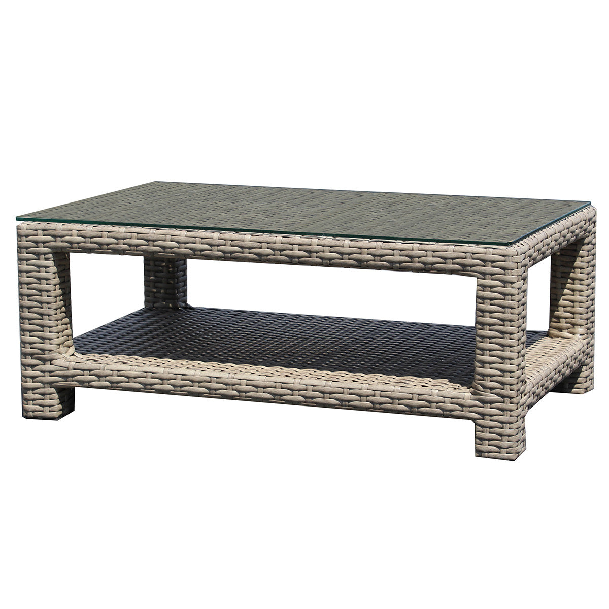 Forever Patio Cavalier Wicker Rectangle Coffee Table (with Bottom Shelf)