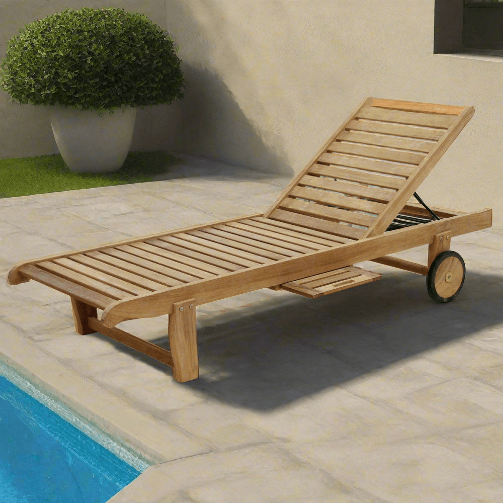 Forever Patio Universal Teak Single Adjustable Chaise Lounge