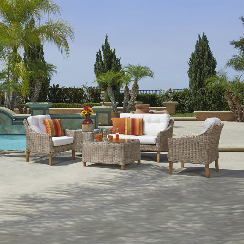 Forever Patio 5 Piece Carlisle Loveseat Set with Woven Tables (Toss Pillows Not Included)