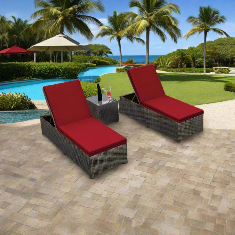 Forever Patio Barbados Resin Wicker 3 Piece Chaise Lounge Set