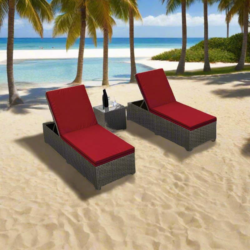 Forever Patio Barbados Resin Wicker 3 Piece Chaise Lounge Set