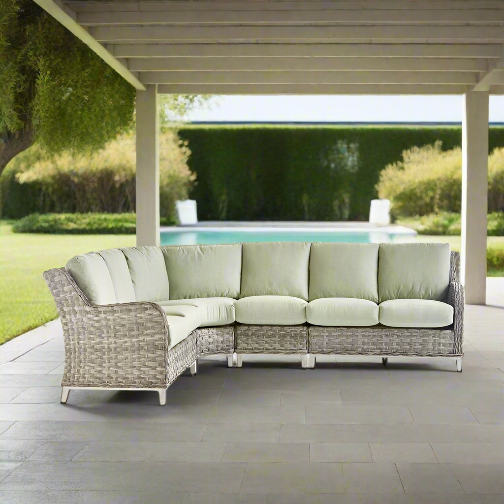South Sea Rattan Grand Isle Resin Wicker 4 Piece Outdoor Sectional Sofa