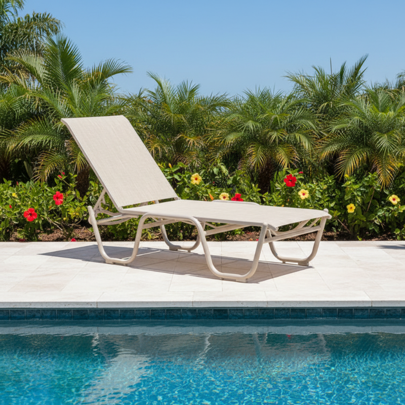 Telescope Casual Gardenella Sling Aluminum Outdoor 16" High Bed Stacking Armless Chaise