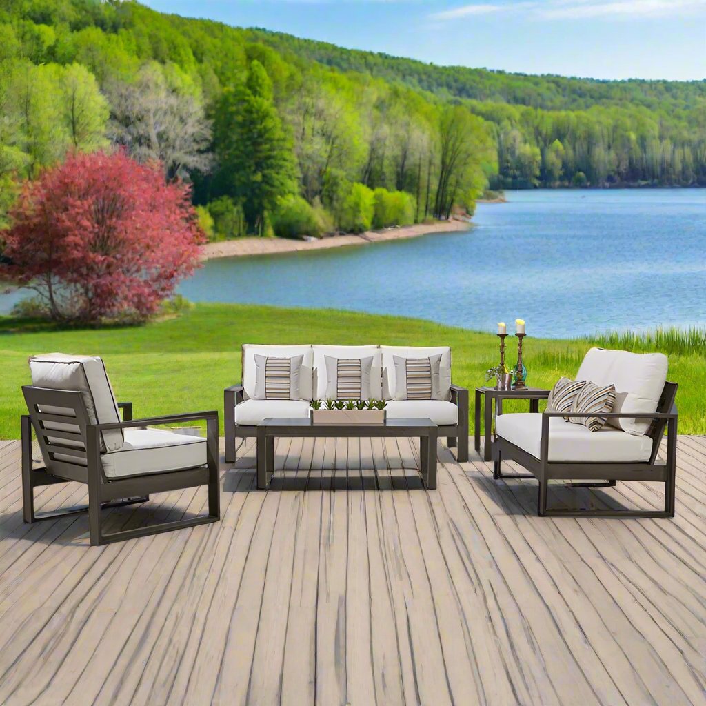 South Sea Rattan Ryan 5 Piece Deep Seating Aluminum Outdoor Living Set