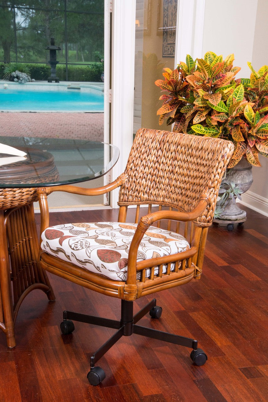 Alexander & Sheridan Key Largo Rattan Indoor 5 Piece Tilt Swivel Caster Dining Set
