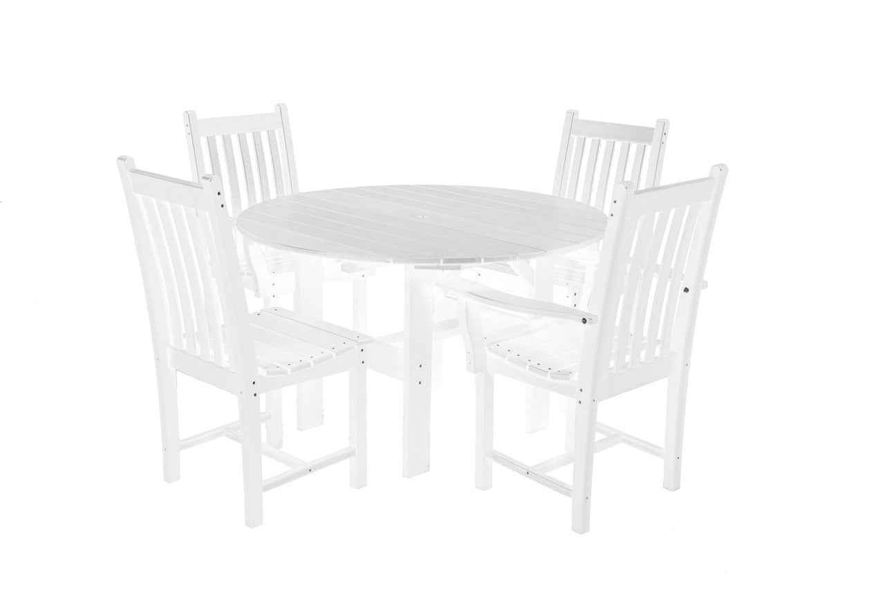 Wildridge Classic Poly-Lumber 46" Round Dining Table With 2 Dining Side Chairs and 2 Dining Arm Chairs