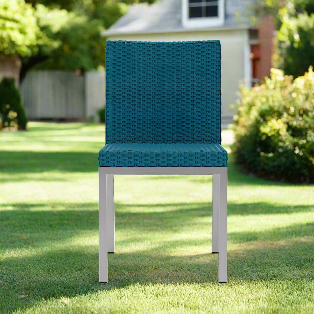 Lloyd Flanders Elements Wicker Armless Dining Chair With Stainless Steel Base