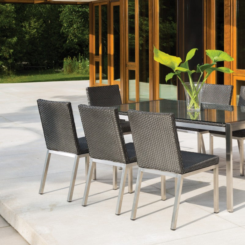 Lloyd Flanders Elements Wicker Armless Dining Chair With Stainless Steel Base