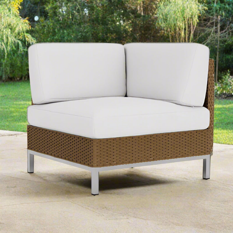 Lloyd Flanders Elements Wicker Corner Sectional Chair With Loom Arm and Back