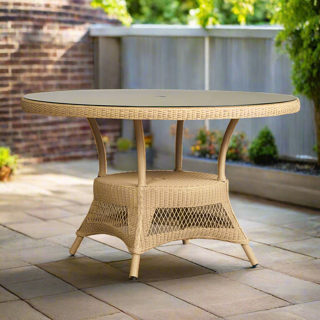 Lloyd Flanders Loom 49" Round Umbrella Dining Table