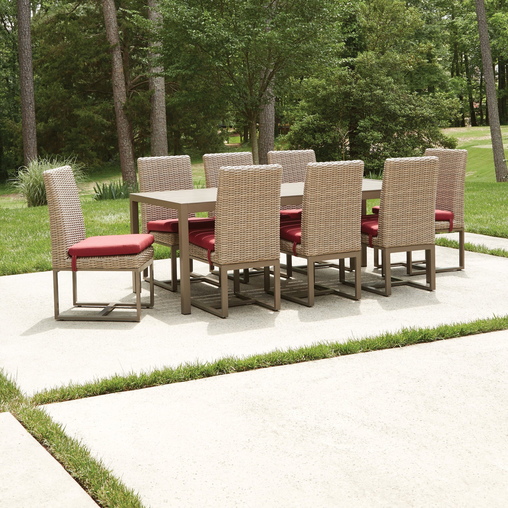 Lloyd Flanders Milan Woven Vinyl 87" Rectangular Dining Table