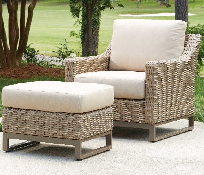 Lloyd Flanders Milan Woven Vinyl Lounge Chair And Ottoman Set