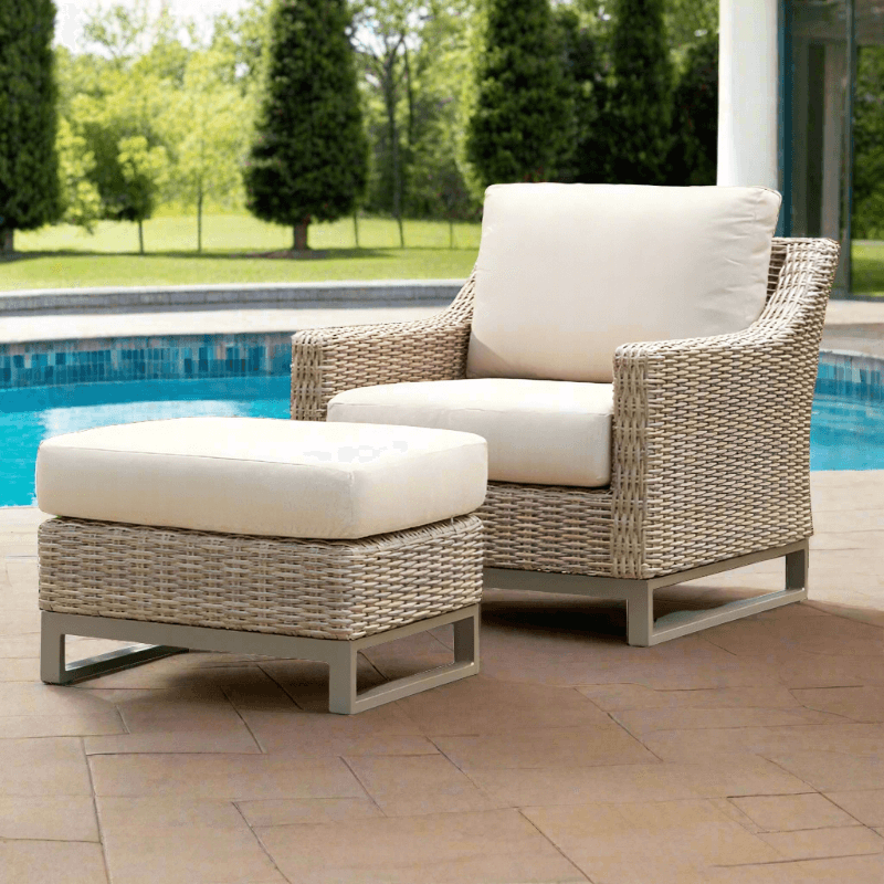 Lloyd Flanders Milan Woven Vinyl Lounge Chair And Ottoman Set