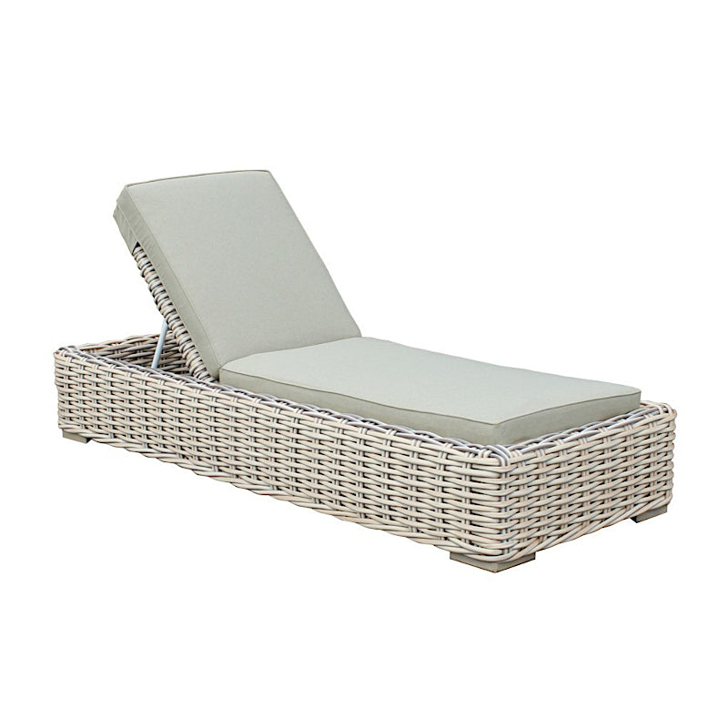 OUTSY Anna 79 X 31.5 Inch Outdoor Wicker Aluminum Frame Sun Lounger in White and Grey