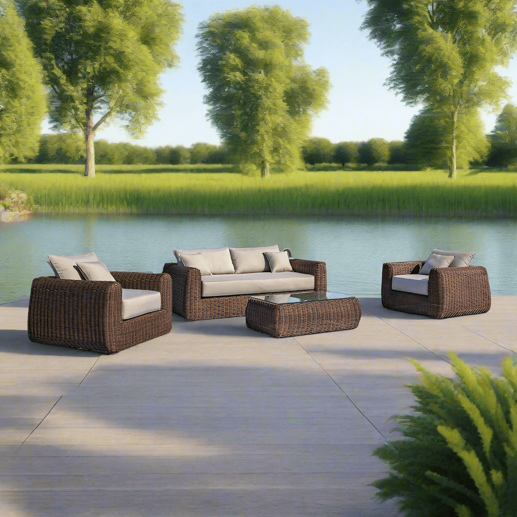 OUTSY Milo LUX 4PC Outdoor Wicker Furniture Set - Brown