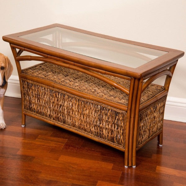 Alexander & Sheridan Panama Rattan Indoor Cocktail Table With Glass