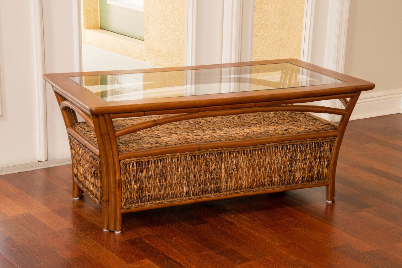 Alexander & Sheridan Panama Rattan Indoor Cocktail Table With Glass