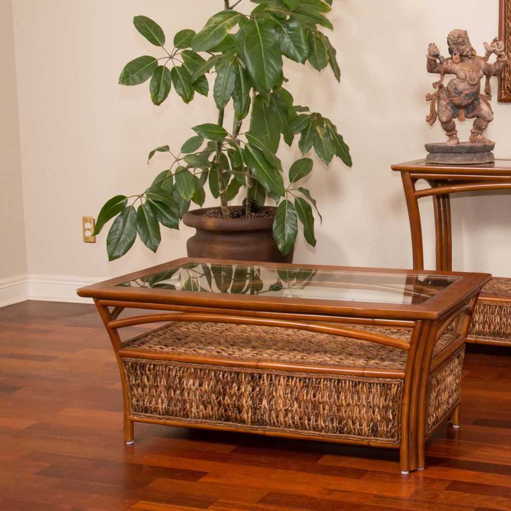 Alexander & Sheridan Panama Rattan Indoor Coffee Table With Glass
