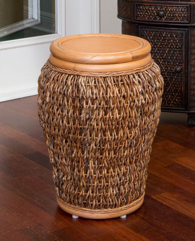 Alexander & Sheridan Panama Rattan Indoor Accent Table With Veneer Top