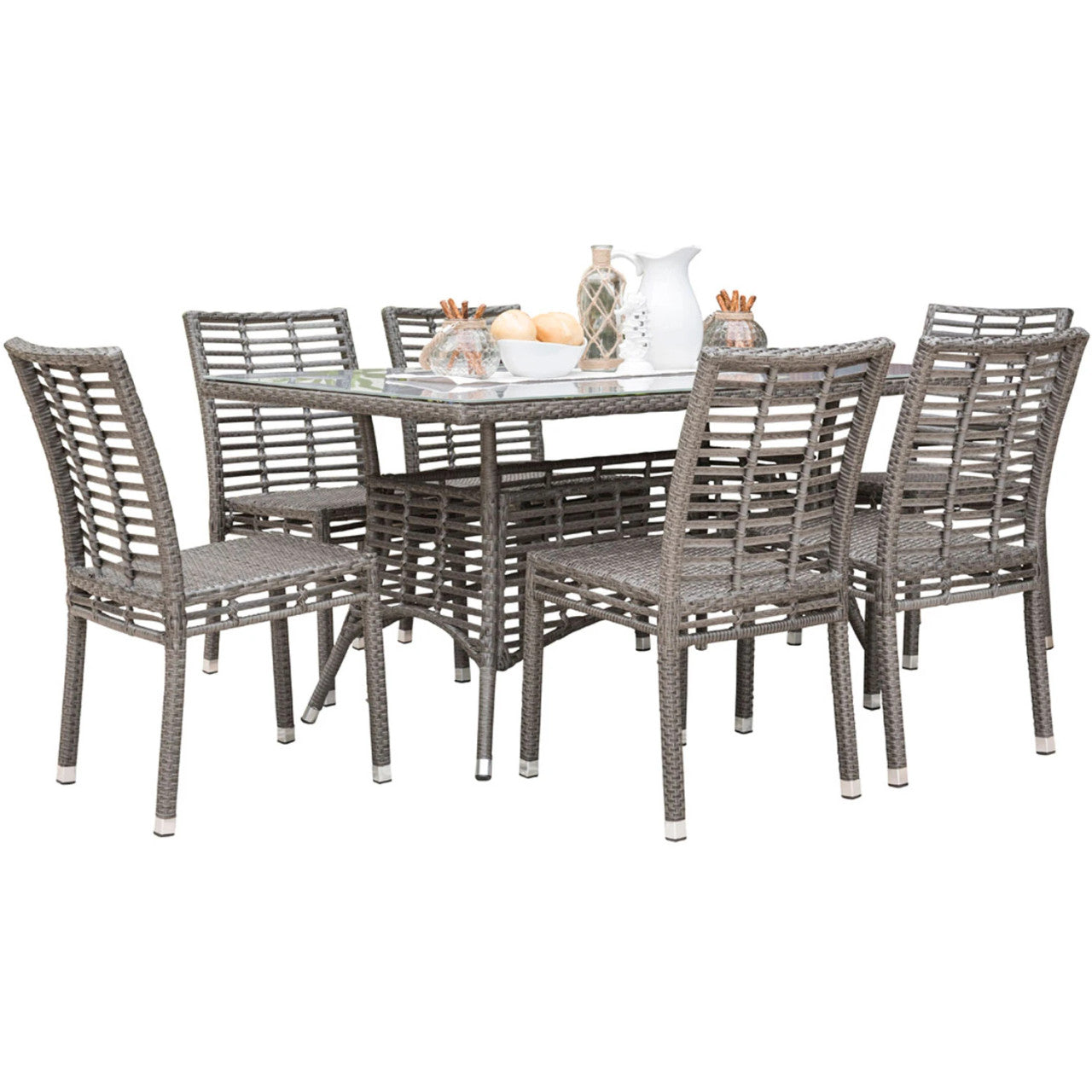 Panama Jack Graphite 7-Piece Side Chairs Dining Set with Cushions