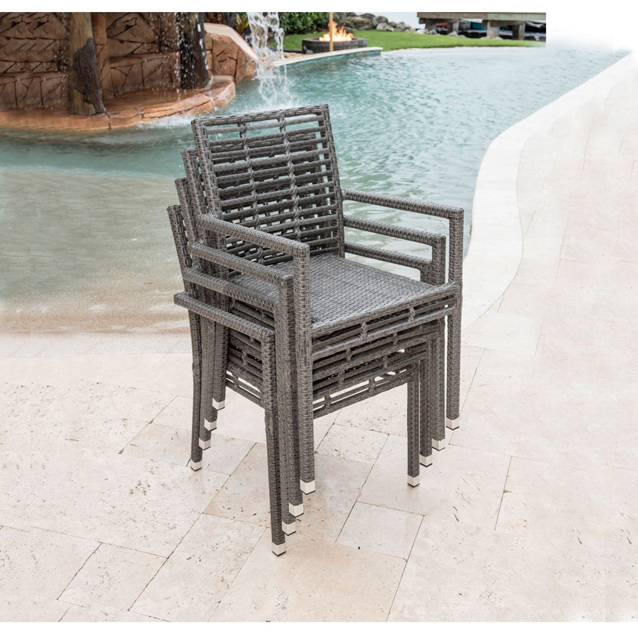 Panama Jack Graphite Stackable Arm Chair