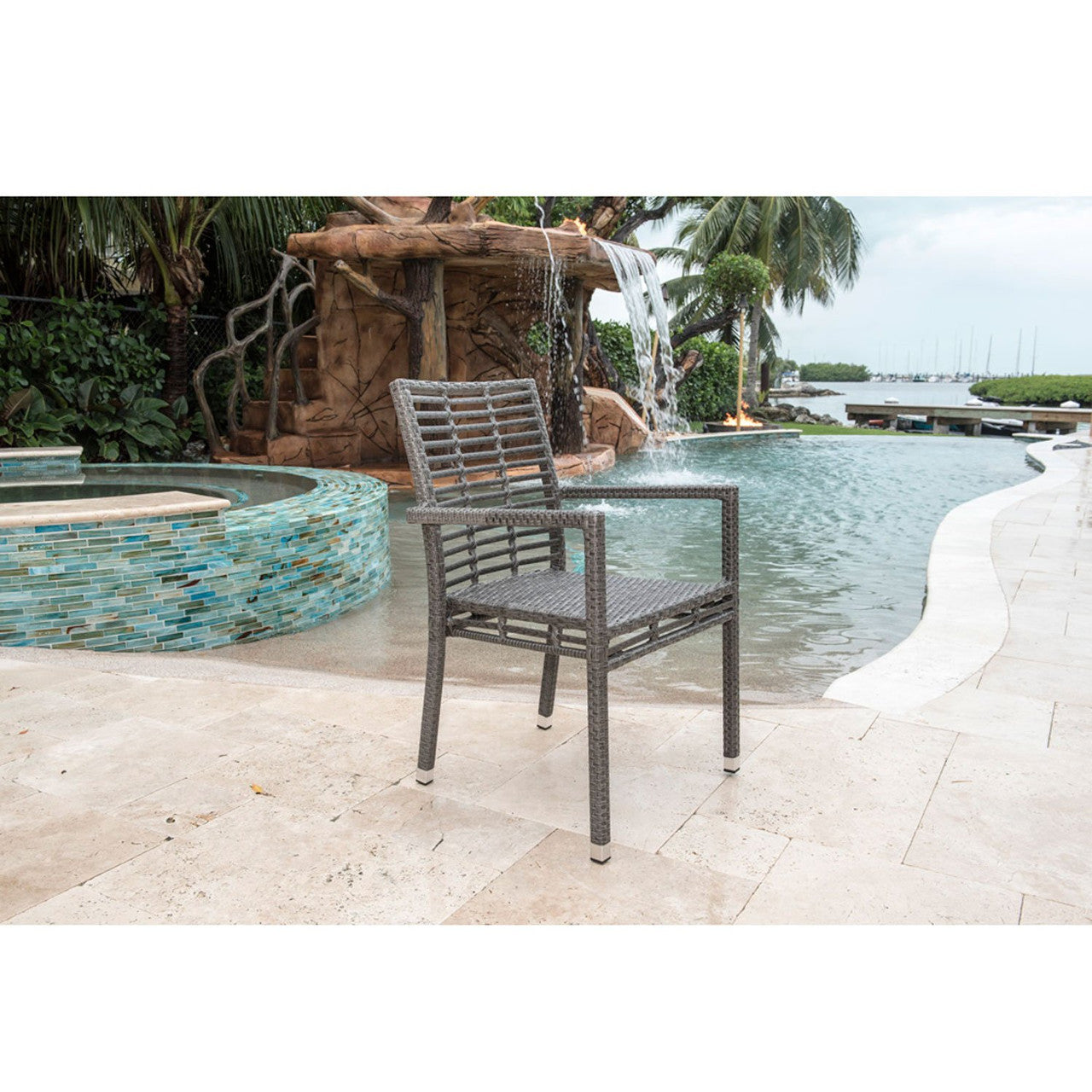 Panama Jack Graphite Stackable Arm Chair