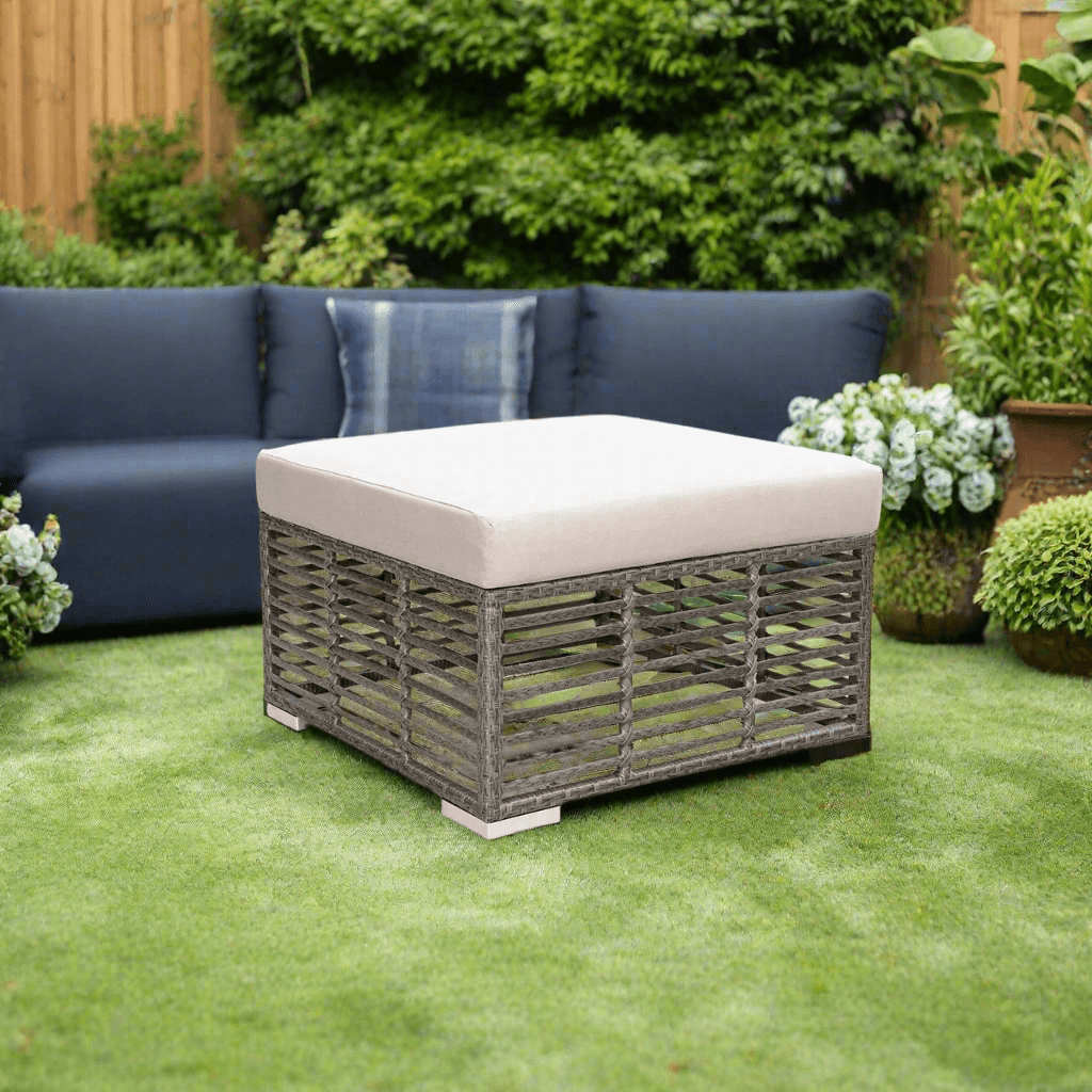 Panama Jack Graphite Square Ottoman with Cushion