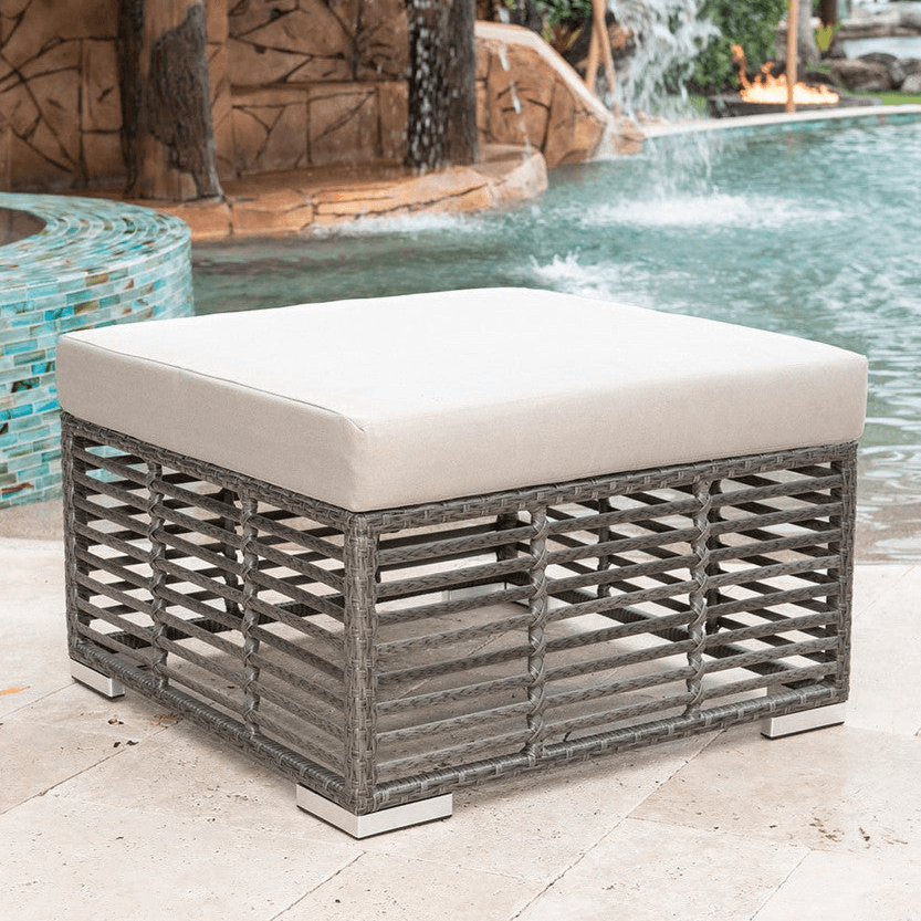 Panama Jack Graphite Square Ottoman with Cushion