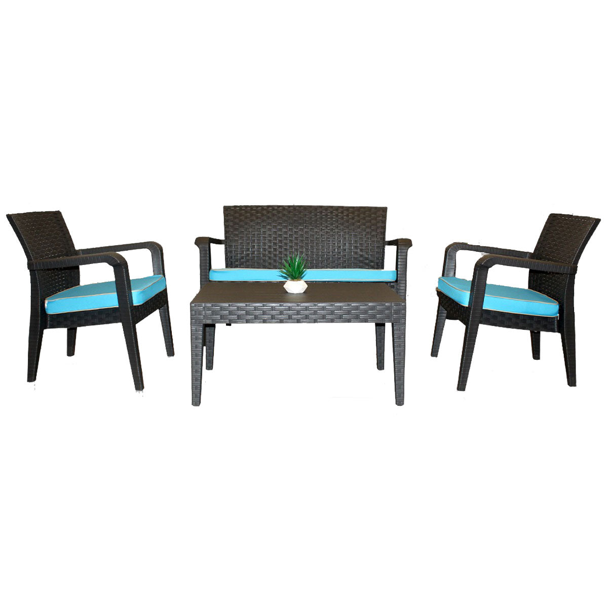 Rainbow Outdoor Alaska 4-Piece Lounge Set  Anthracite With Cushions Teal