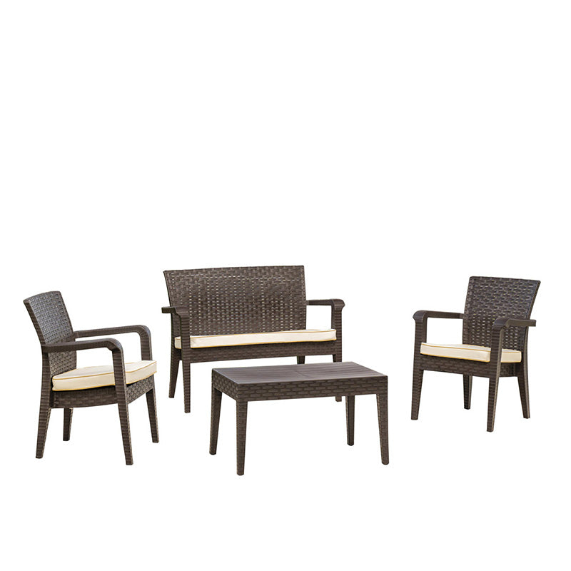 Rainbow Outdoor Alaska 4-Piece Seating Set with Cushions-Brown