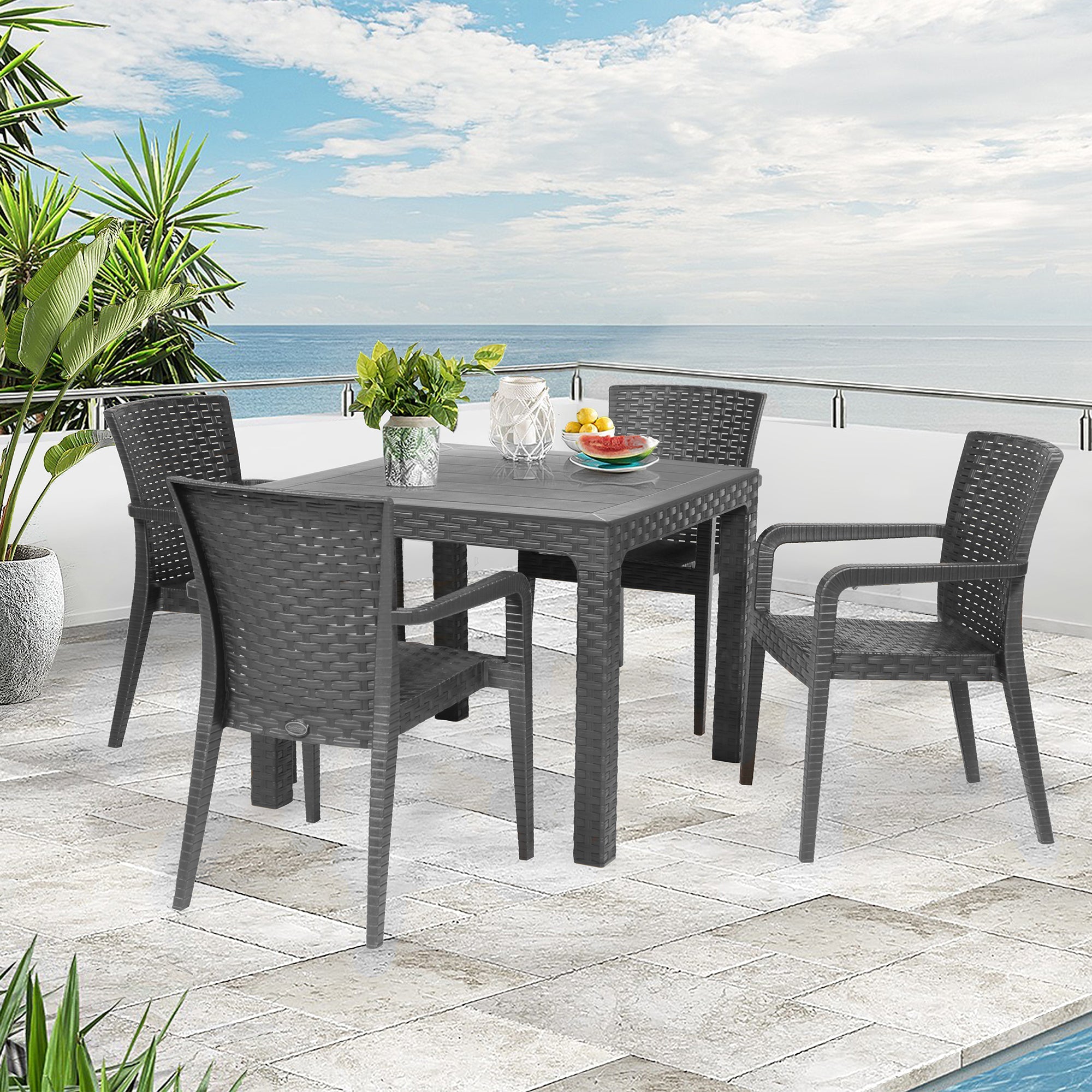 Rainbow Outdoor Alberta 5-Piece Dining Set-Anthracite