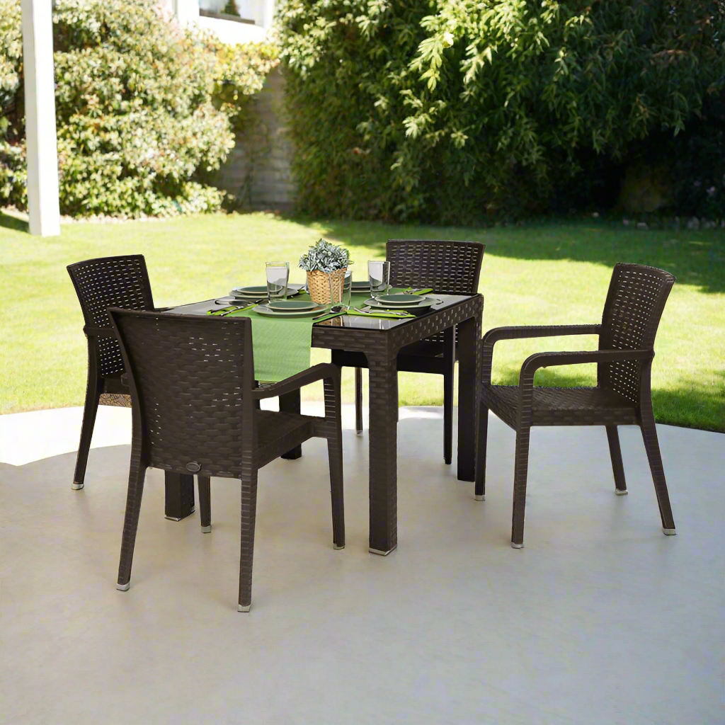 Rainbow Outdoor Alberta 5-Piece Dining Set-Brown