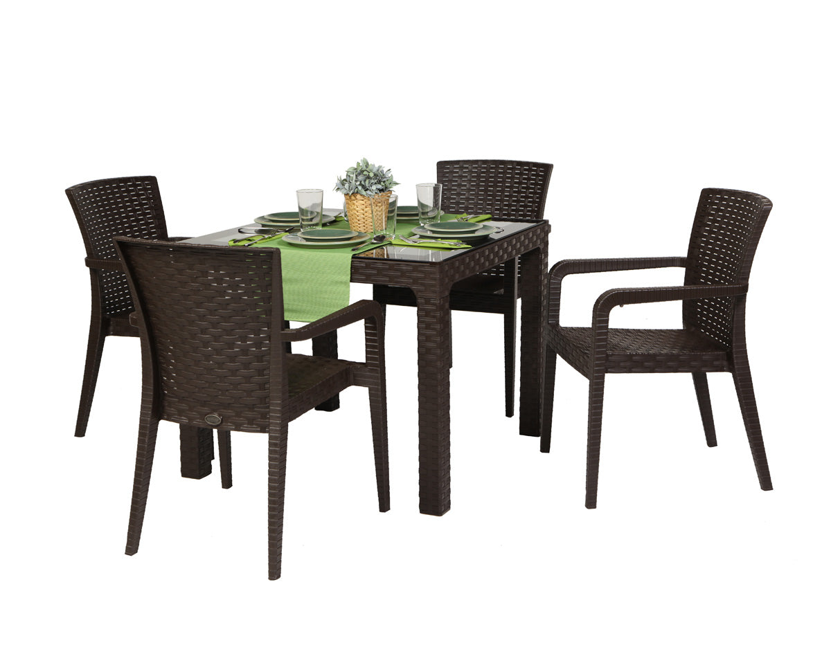 Rainbow Outdoor Alberta 5-Piece Dining Set-Brown