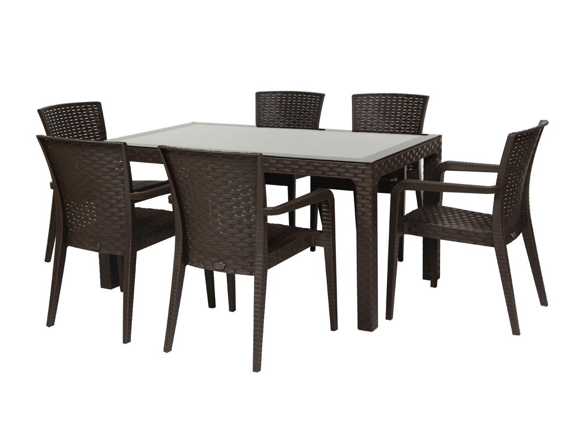 Rainbow Outdoor Alberta 7-Piece Dining Set-Brown