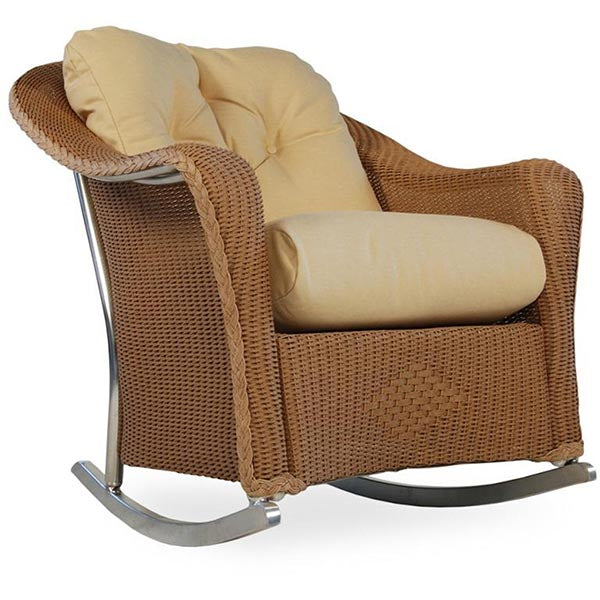 Replacement Cushions for Lloyd Flanders Reflections Wicker Lounge Rocker- front right view