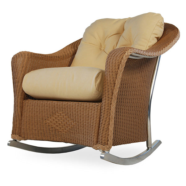 Replacement Cushions for Lloyd Flanders Reflections Wicker Lounge Rocker- front left view