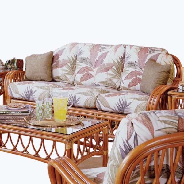 Replacement Cushions for South Sea Rattan Antigua Sofa- front left view