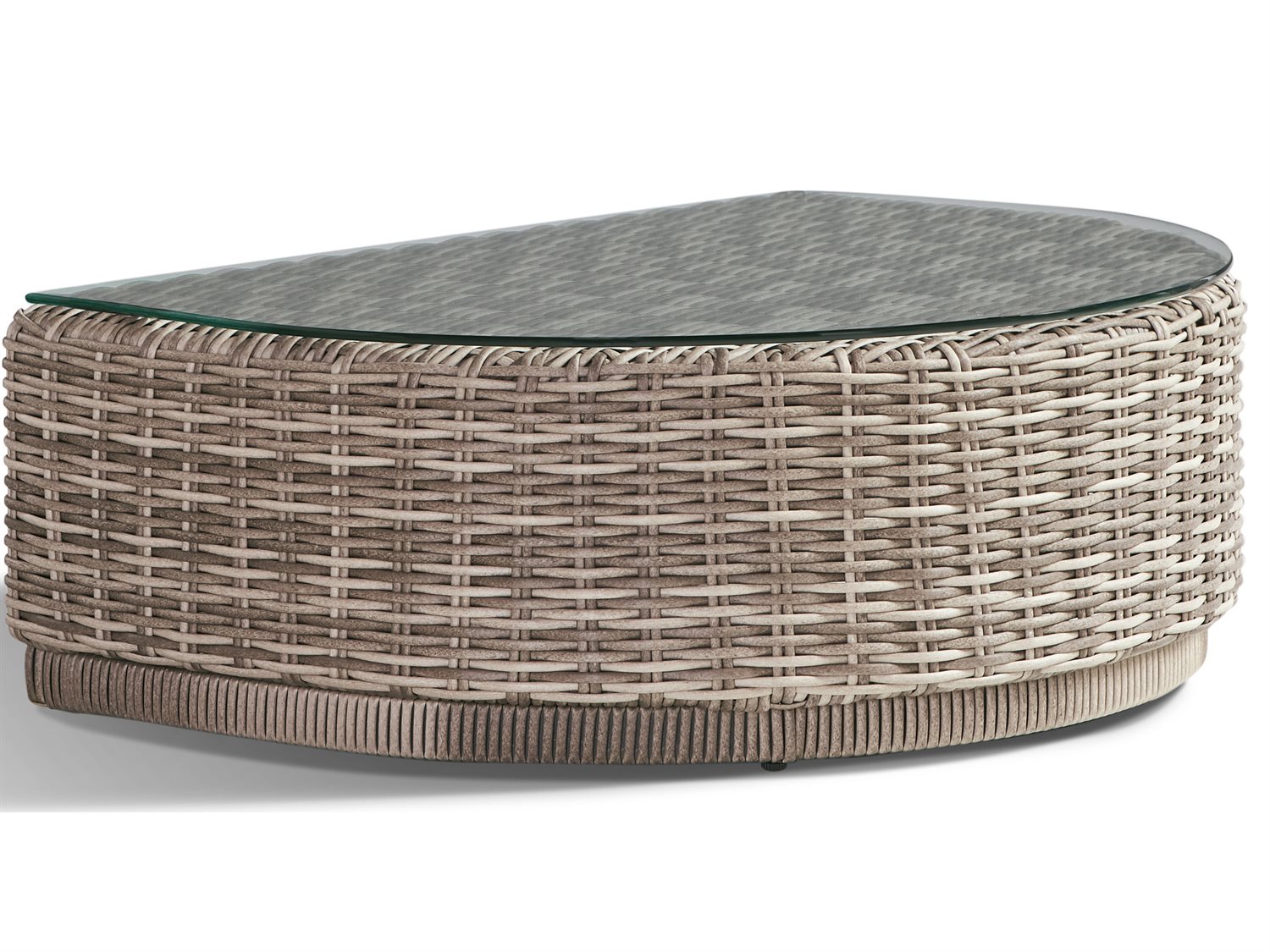 South Sea Rattan Luna Cove Wicker 35'' Half Round Glass Top Coffee Table