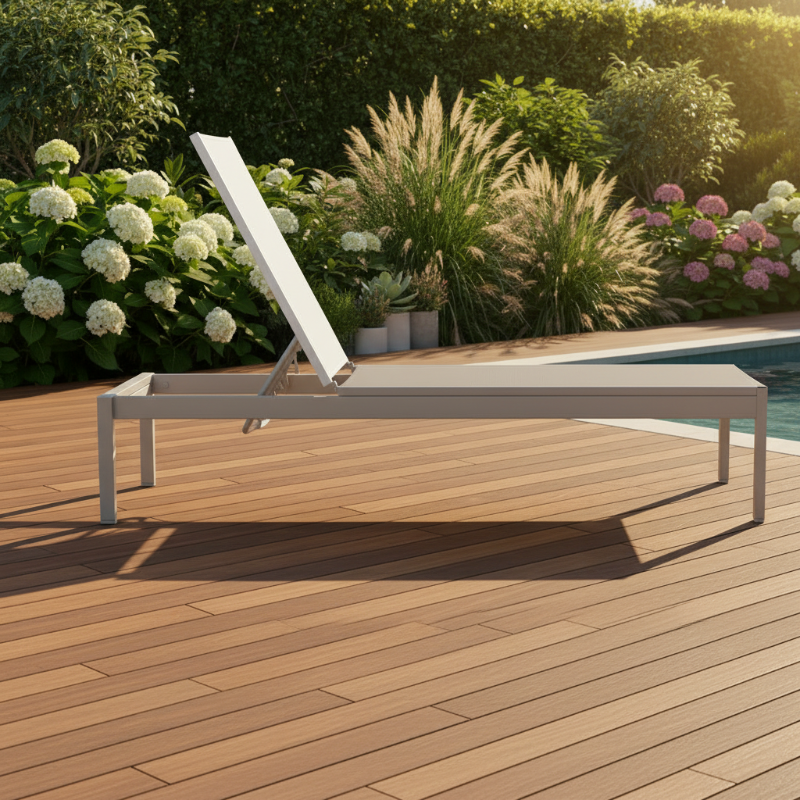 Telescope Casual Kendall Sling Aluminum Outdoor Lay-Flat Long Frame Stacking Armless Chaise