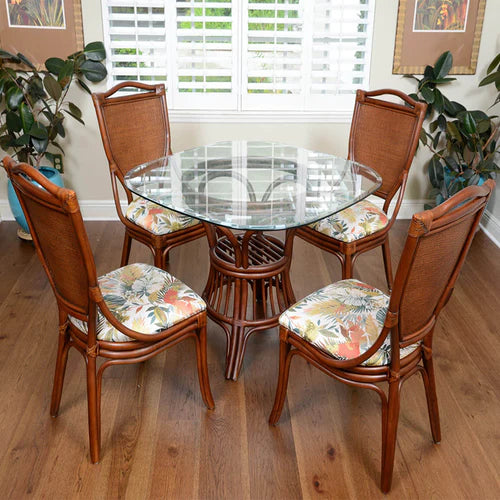 Alexander & Sheridan Serengeti Rattan Indoor 5 Piece  Dining Set with Armless Chairs