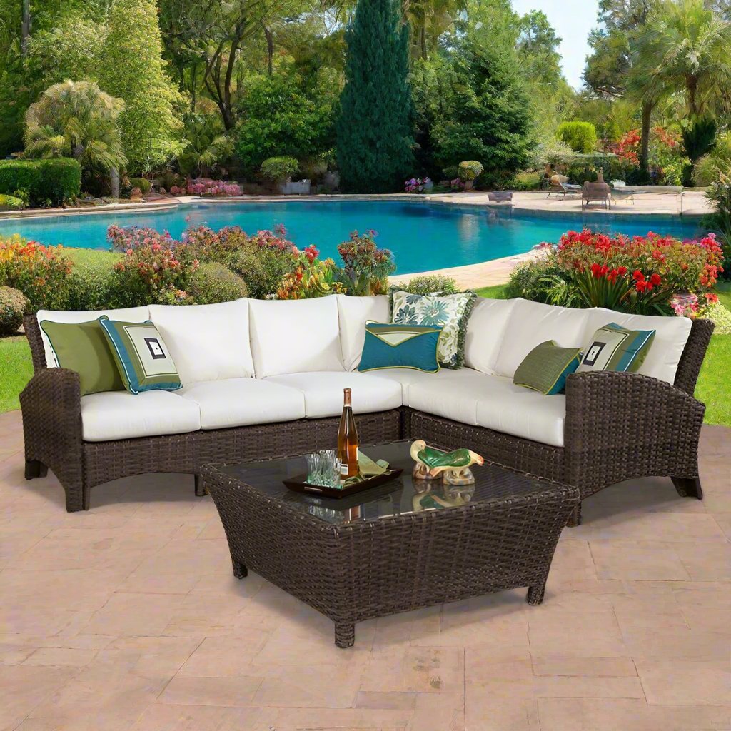 South Sea Rattan Panama Resin Wicker Sectional Set