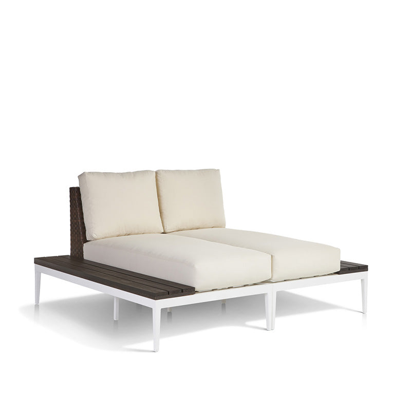 South Sea Rattan Stevie Wicker Double Chaise Lounge With Tables