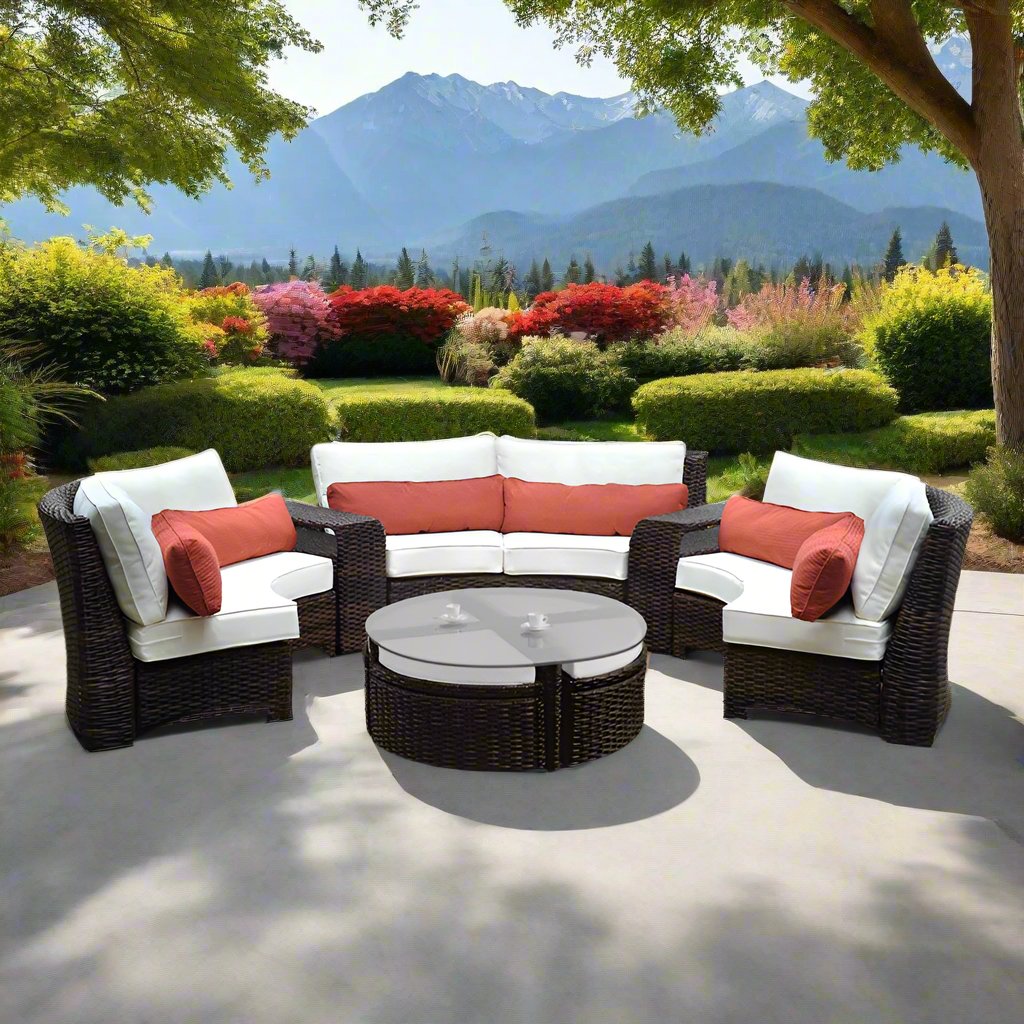 South Sea Rattan Saint Tropez Wicker Curved Sectional Set