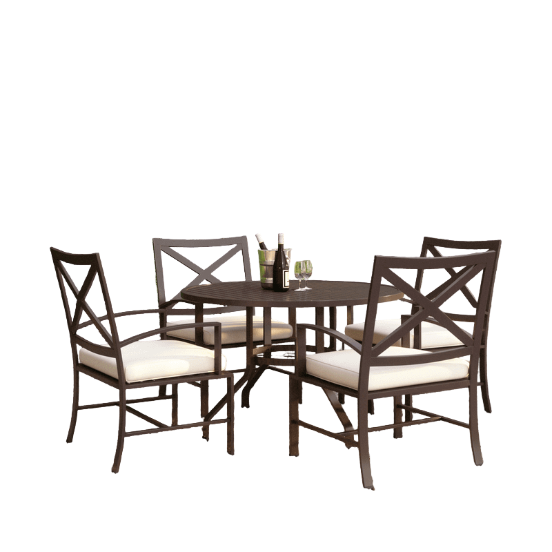 Sunset West La Jolla 48" Round Dining Table With Dining Chairs