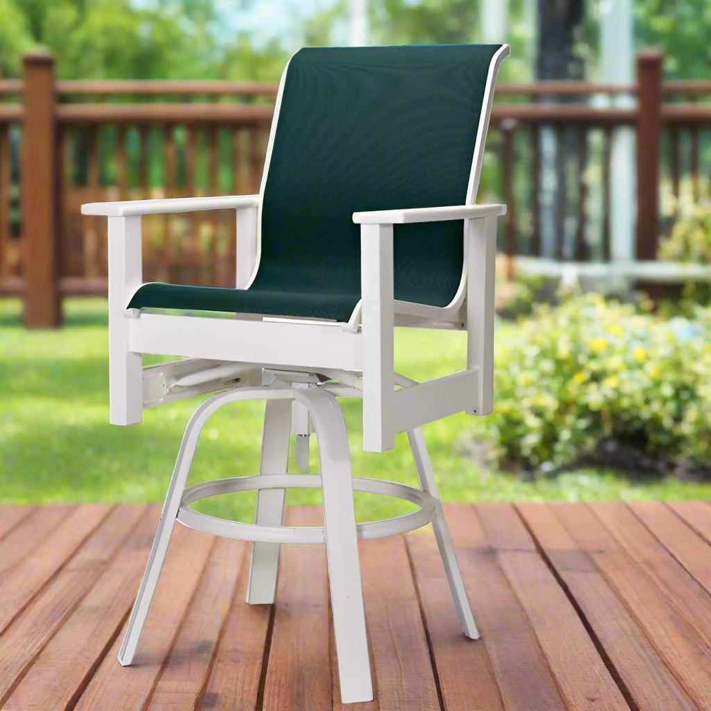 Telescope Casual Leeward MGP Sling Outdoor Bar Height Swivel Arm Chair