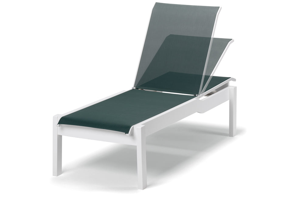 Telescope Casual Leeward MGP Sling Outdoor Lay-Flat Stacking Armless Long Frame Chaise with Wheels