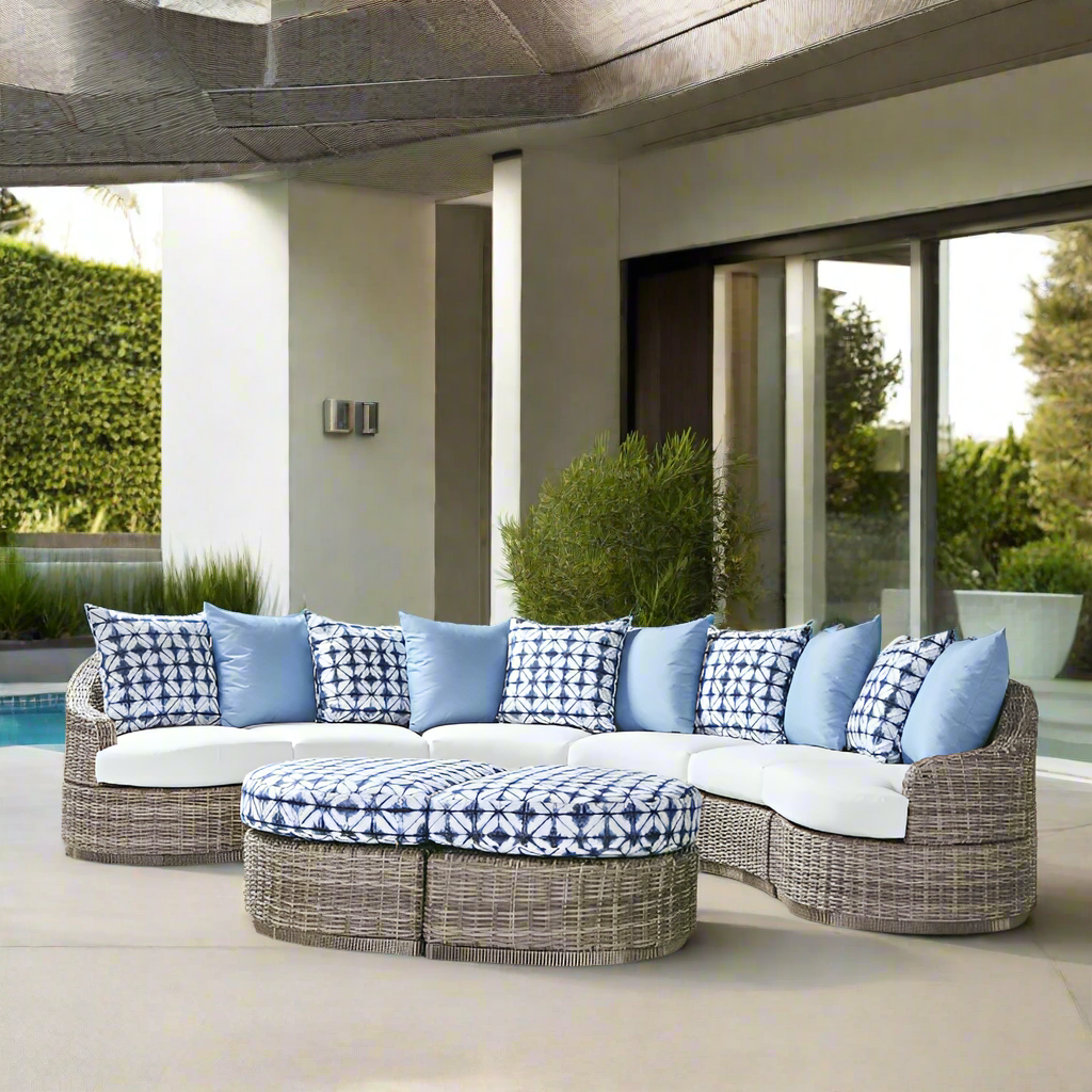 South Sea Rattan Luna Cove Wicker Sectional 8 Piece Lounge Set