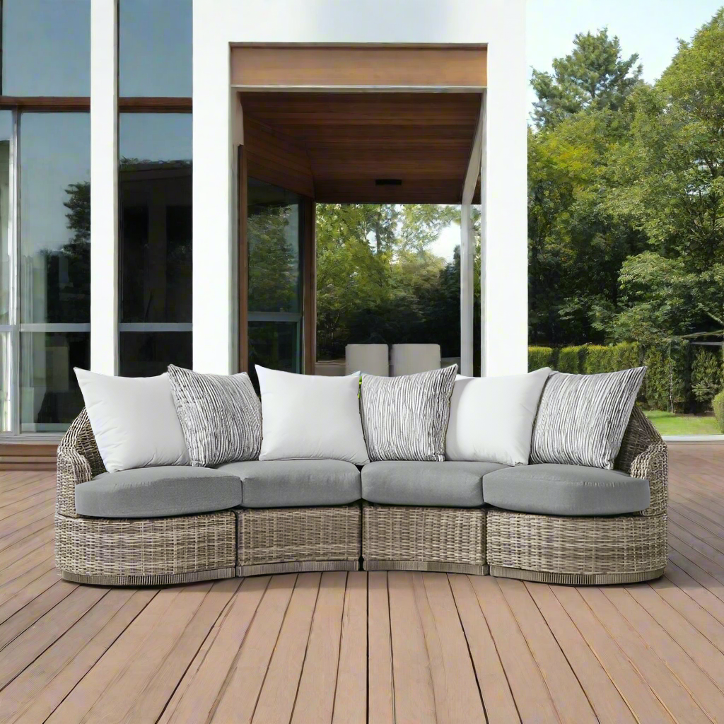 South Sea Rattan Luna Cove Wicker Sectional 4 Piece Lounge Set