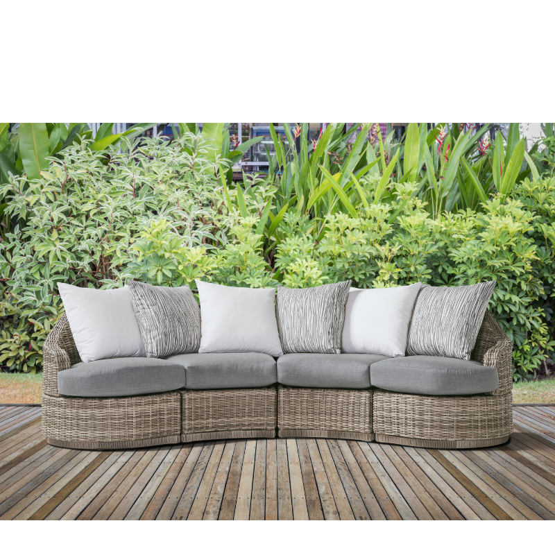 South Sea Rattan Luna Cove Wicker Sectional 4 Piece Lounge Set