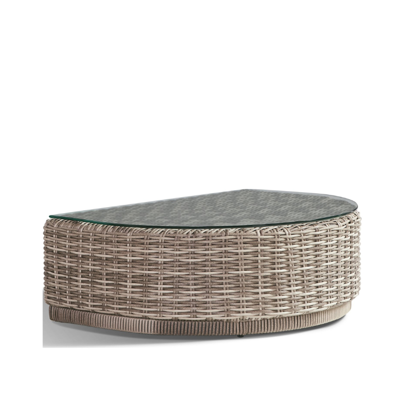 South Sea Rattan Luna Cove Wicker 35'' Half Round Glass Top Coffee Table